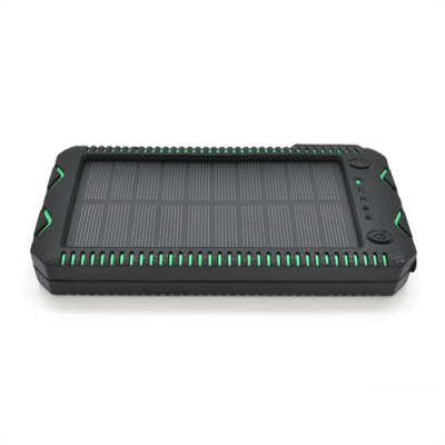 Power bank 30000 mAh Solar,2хFlashlight,5V/200mA, Input:5V/2A(microUSB), Output:5V/2A(2хUSB), rubberized case, Black/Green, BOX
