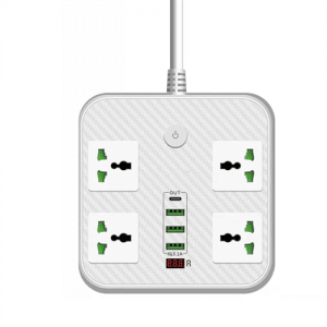 Мережевий фільтр ТВ-Т90, 4 розетки + 3 USB, 2 м, перетин 3х0, 75мм, 3000W, White, Box
