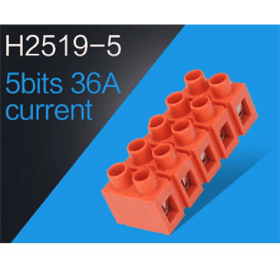 Клемний блок H2519-5P 36A / 660V, матеріал мідь, перетин дроту 0.5-6мм2
