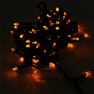 Гірлянди 100LED (Діод) Yellow, 7 режимів, 5 метрів, чорна ізоляція, BOX