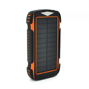 Power bank PD18W 30000mAh Solar, flashlight, Input:5V/2A/3A(Type-C, micro USB, Lightning), Output:5V/2A/3A(2xUSB,Type-C),rubberized case,Orange,Box