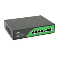 POE коммутатор JY-1006B 4 POE 10/100 + 2 RJ45 10/100 + встроенный блок питания 52V 1.38A