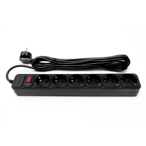 Мережевий фільтр PROLOGIX 075P6-45B, 220В 10А, 6 розеток, 4.5м, чорний, коробка Q30
