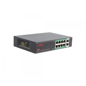 8ми портовий PoE комутатор з автоперезапуском ONV-H1108PSD, 8хРоЕ 100 Мбіт + 2хUplink 100 Мбіт до 250м, IEEE802.3af/at, загальна потужність120 Вт
