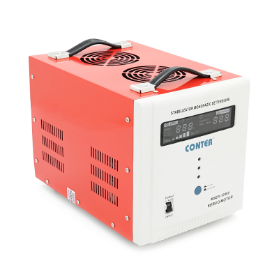 Стабілізатор напруги Conter MSER 10000 VA-V2/7500W однофазний, сервопривід, монтажу підлоги, LED дисплей, DC130-260V, AC230±3%,колодка, 220x335x230mm, 19.1kg