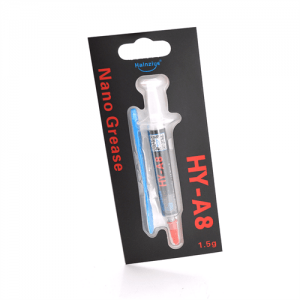 Професійна паста термопровідна HY-A8 1.5g, шприц, Grey,> 5.8W / m-K, 90000 МПа. С, <0.201 ° C-in² / W, -30 ° ≈280 °, 73CPS, Blister