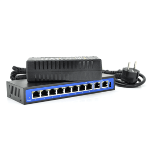 Комутатор POE 48V з 8 портами POE 100Мбит + 2 порт Ethernet (UP-Link) 100Мбит, корпус - метал, Black, БП в комплекті, Q18