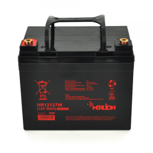 Аккумуляторна батарея MERLION HR12127W, 12V 36Ah Black ( 195 х 130 х 155 (167) )