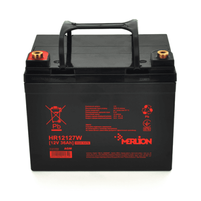 Аккумуляторна батарея MERLION HR12127W, 12V 36Ah Black ( 195 х 130 х 155 (167) )