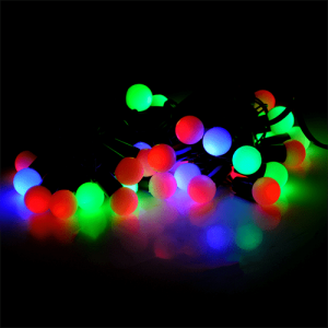 Гірлянди 28LED (Шарики) Червоний / Зелений / Синій / Жовтий, 1 режим, 5метрів, чорна ізоляція, Пакет