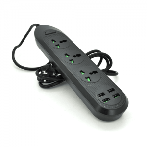 Мережевий фільтр ТВ-Т16, 3 розетки + 4 USB, 2 м, перетин 3х0,75мм, 3000W, Black, Box