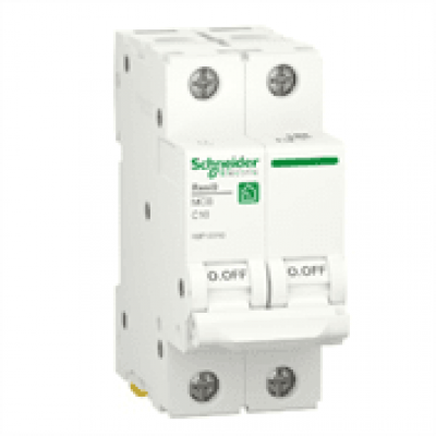 Автоматичний вимикач Schneider RESI9 10А, 2P, крива C, 6кА