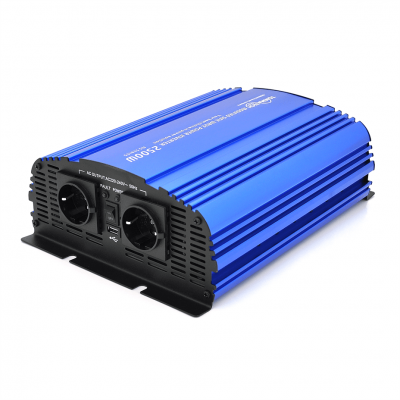 Інвертор напруги Tommatech MS-2500, 24V/220V, 2500W з апроксимованою синусоїдою, 2Shuko, USB, 2*клемні дроти, 10 запобіжників, Q2
