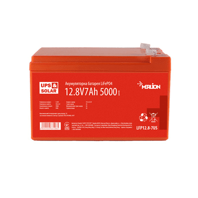 Літій-залізо-фосфатний акумулятор Merlion LiFePO4 12.8V 7AH (4S2P/BMS-10A), (151х65х97) for UPS, 3000 циклів