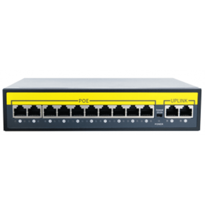 POE комутатор Merlion 10 POE 10/100 + 2 RJ45 10/100 вбудований блок живлення 52V 2.5A