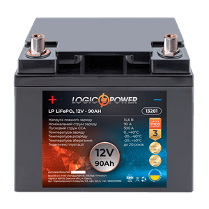 Акумулятор LogicPower Lifepo4 12-90 AH (+ зліва, пряма полярність)