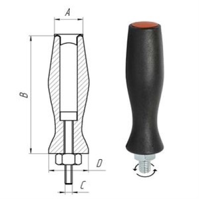 Ручка циліндрична M6, L60mm