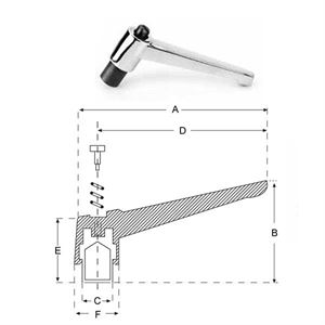 Ручка важіль хромована M10, L100mm