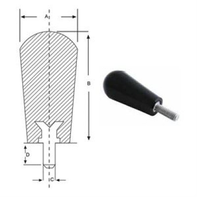 Ручка капля с болтом М10, D30mm, L62mm