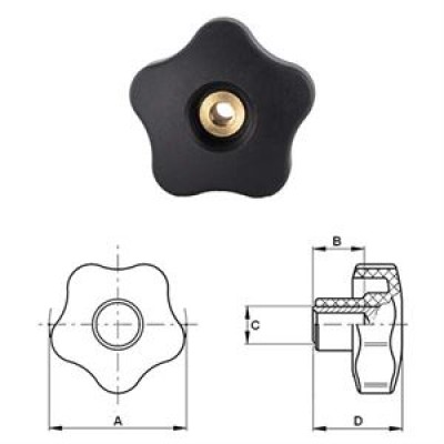 Ручка зірочка наскрізна М10, D40mm