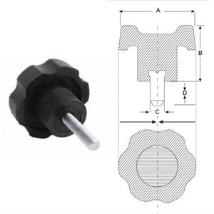 Ручка звездочка с болтом M10х45, D40mm