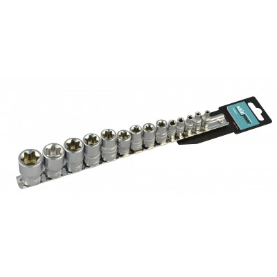 Whirlpower Набір головок 1/4", 3/8", 1/2" Е4-Е24 14од на планці